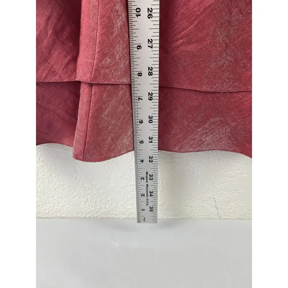 ADRIANNA PAPELL Women's 4 Shutter Pleated Tiered Dress‎ RED Cocktail Party